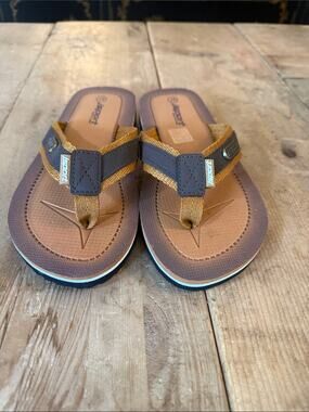 Kids Brown & Tan Sporty Flip-Flop Sandals